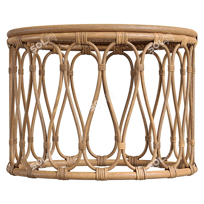 Handcrafted Natural Rattan Table 3D model image 2