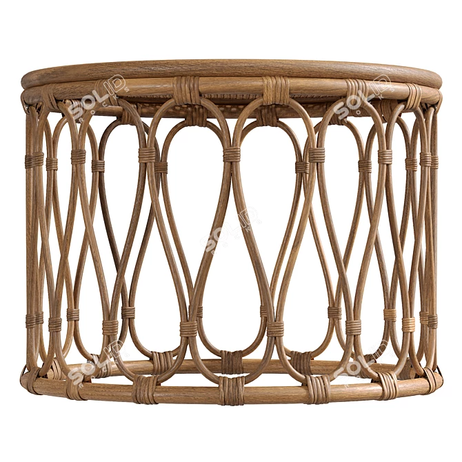 Handcrafted Natural Rattan Table 3D model image 4