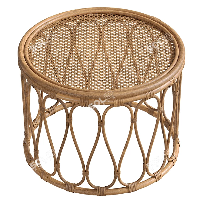 Handcrafted Natural Rattan Table 3D model image 5