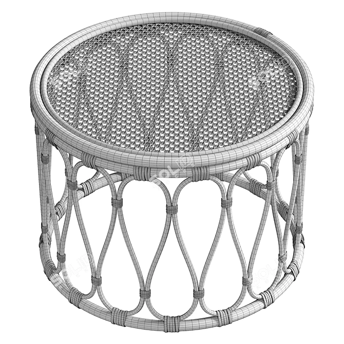 Handcrafted Natural Rattan Table 3D model image 6