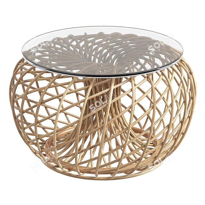 Elegant Cane Side Table 3D model image 1