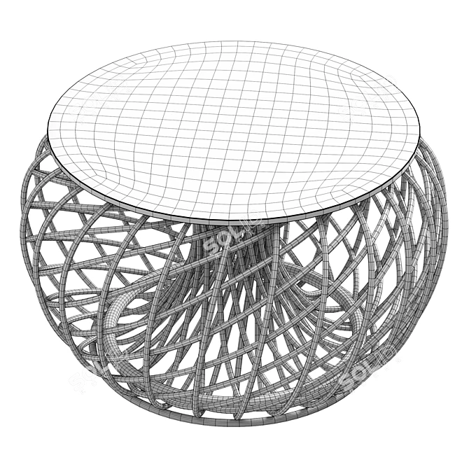 Elegant Cane Side Table 3D model image 6