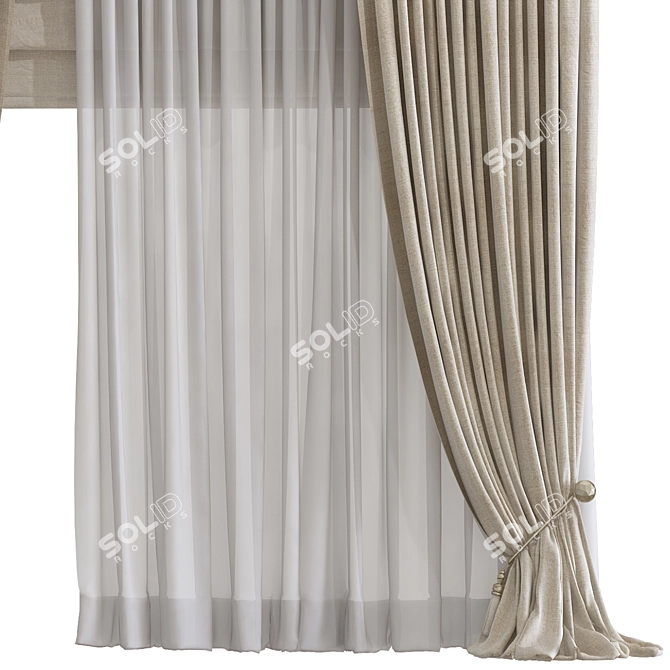  Geometric Print Curtain Panel 3D model image 2