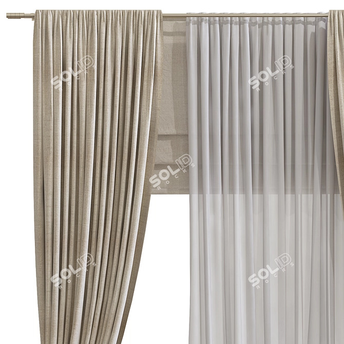  Geometric Print Curtain Panel 3D model image 3