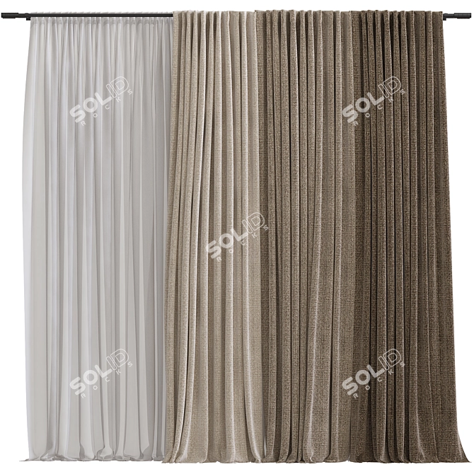  Origami-inspired Curtain Design 3D model image 1