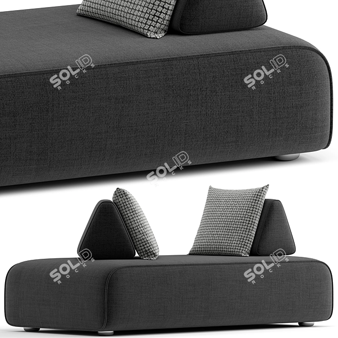 Scandinavian Fabric Chaise Lounge Chair 3D model image 2