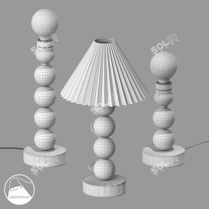 Modern Table Lamp Set, PBR 3D model image 2