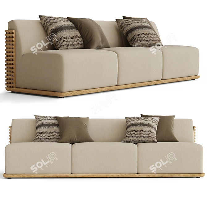 Revamp Your Space with RH TRELICA Teak Sofa 3D model image 1