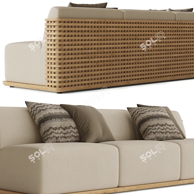 Revamp Your Space with RH TRELICA Teak Sofa 3D model image 2