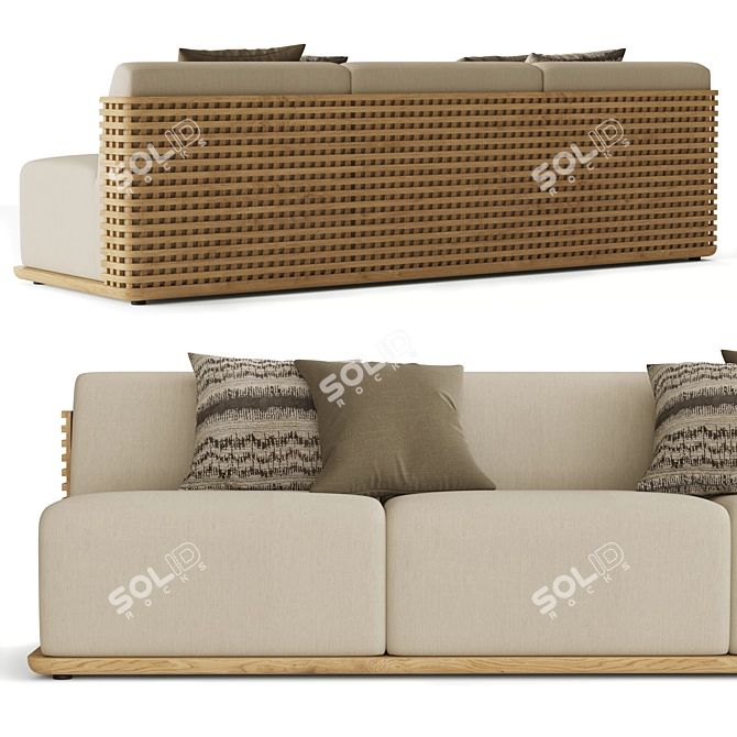 Revamp Your Space with RH TRELICA Teak Sofa 3D model image 3