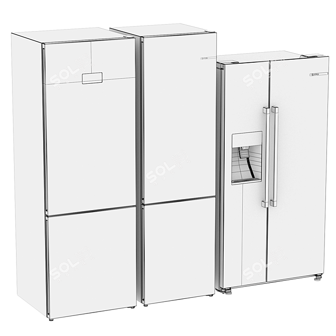 Bosch Refrigerator Set: Serie 4, Serie 6, Side by Side 3D model image 4