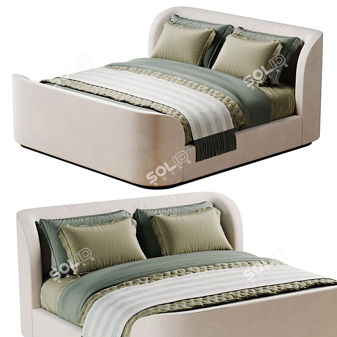 Modern Curved Bed 3D Model 3D model image 1