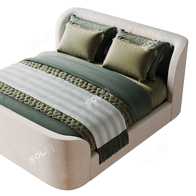 Modern Curved Bed 3D Model 3D model image 3