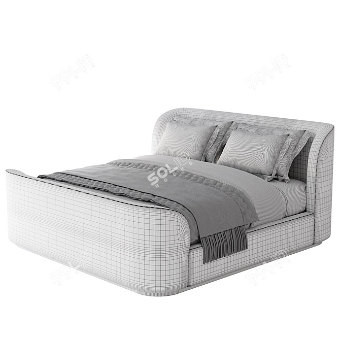 Modern Curved Bed 3D Model 3D model image 4