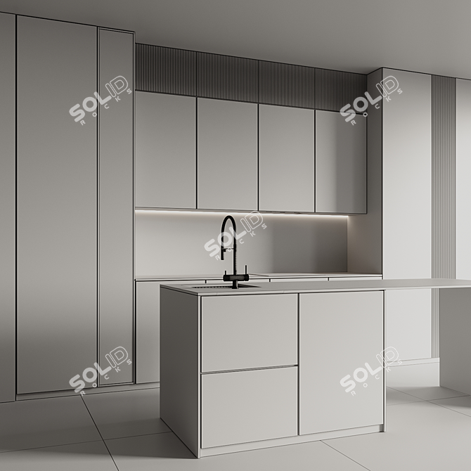 Modern Kitchen 3D Model Kit 3D model image 6