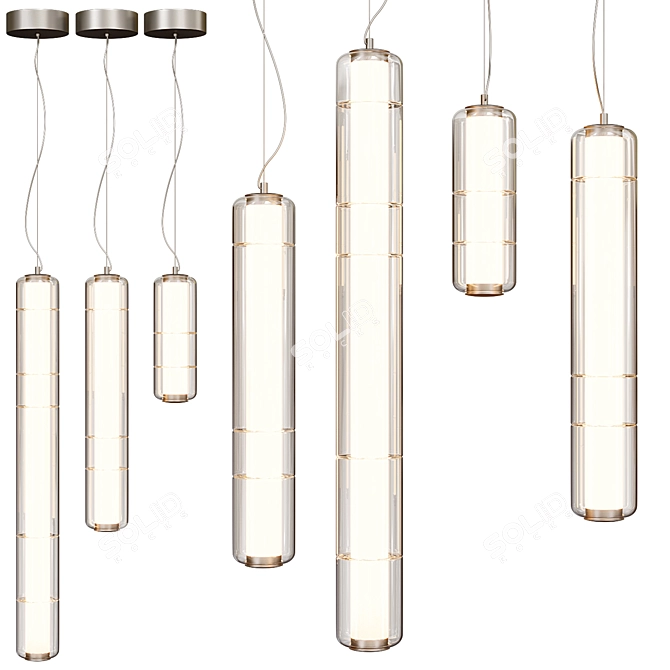 Leucos Glass Pendant Lamps Set 3D model image 2