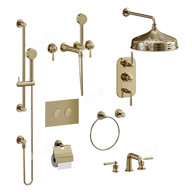 Luxury THG Beaubourg Faucet Set 3D model image 2