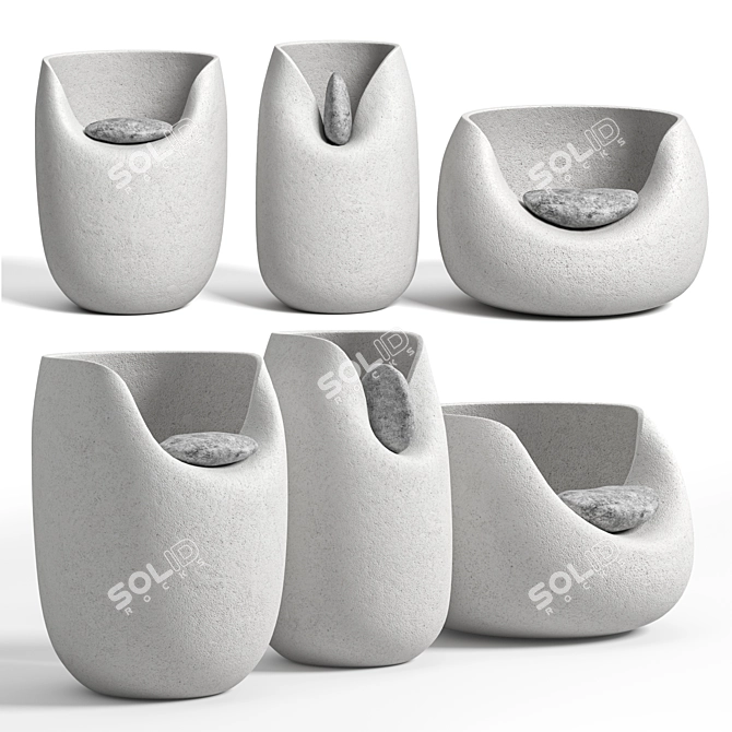 Ceramic Vases with Raw Stones 3D model image 3