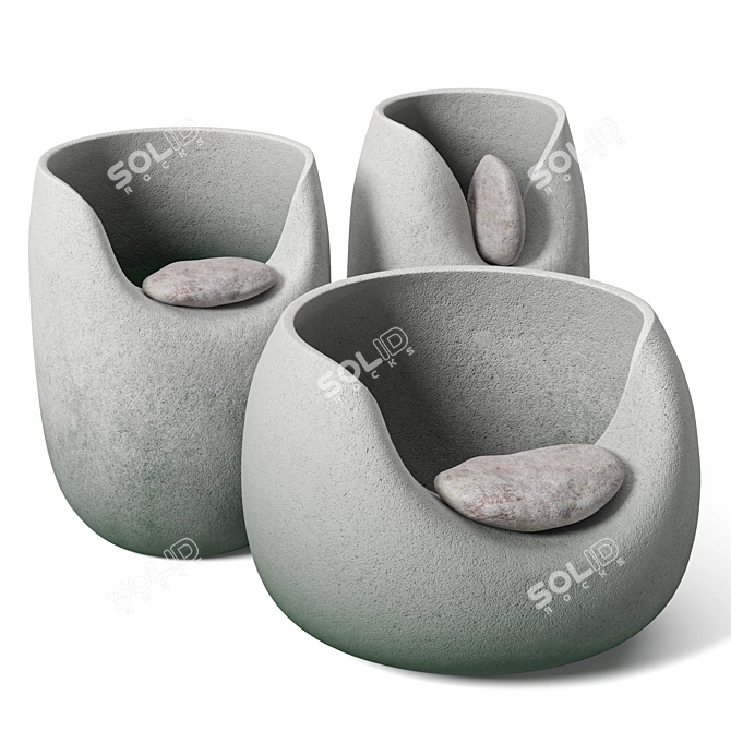 Ceramic Vases with Raw Stones 3D model image 4