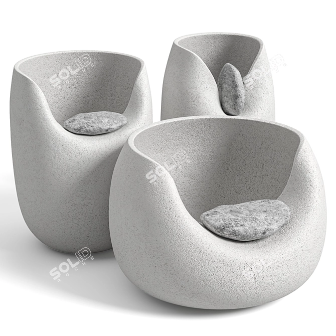 Ceramic Vases with Raw Stones 3D model image 5