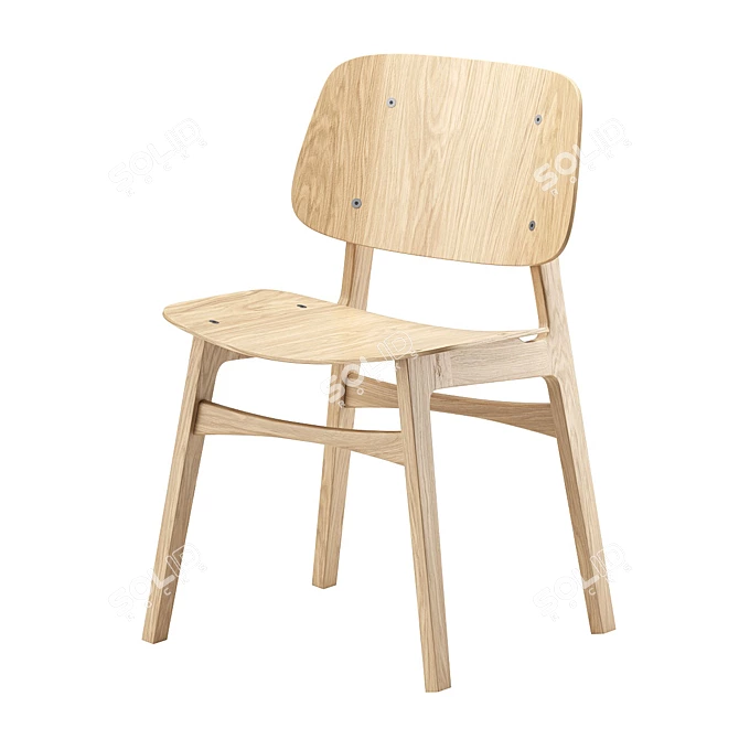 Modern Scandinavian Style Dining Chair 3D model image 1