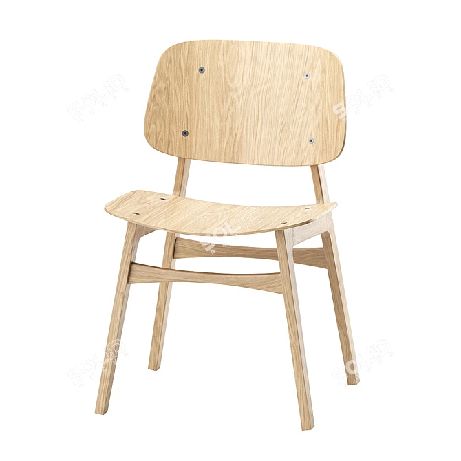 Modern Scandinavian Style Dining Chair 3D model image 2