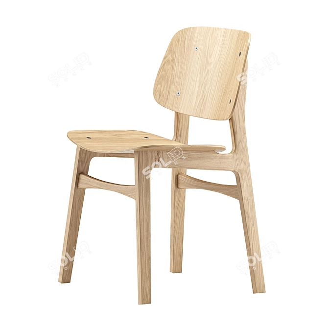 Modern Scandinavian Style Dining Chair 3D model image 3