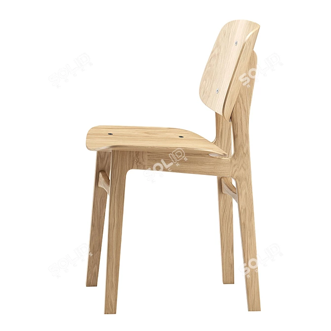 Modern Scandinavian Style Dining Chair 3D model image 5