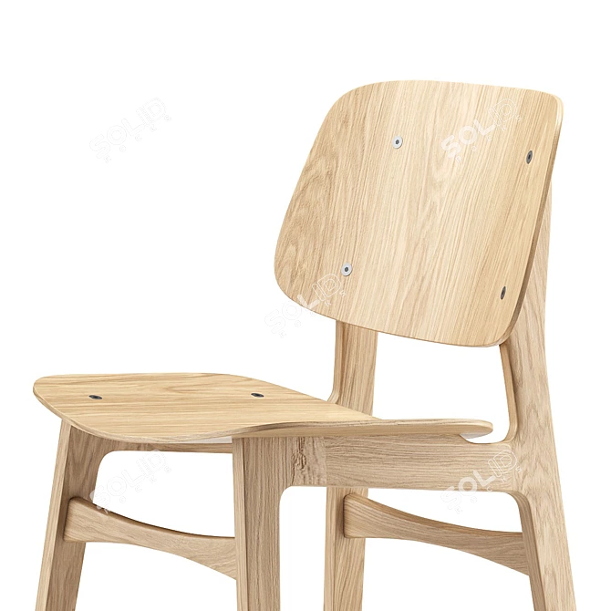 Modern Scandinavian Style Dining Chair 3D model image 6