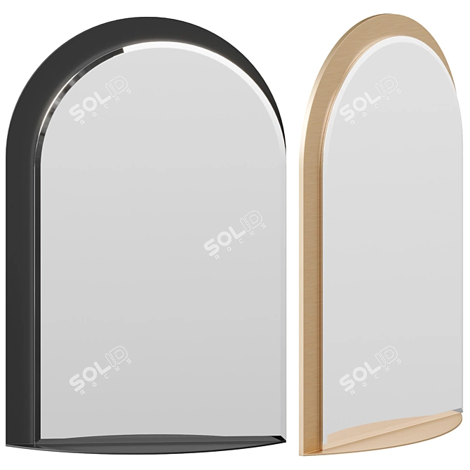 Elegant Arched Metal Mirror Shelf 3D model image 1