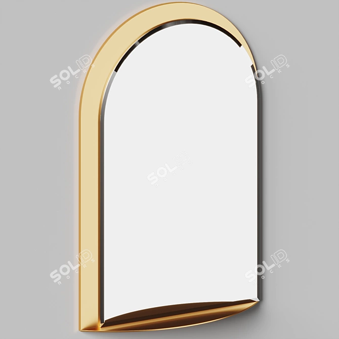 Elegant Arched Metal Mirror Shelf 3D model image 3