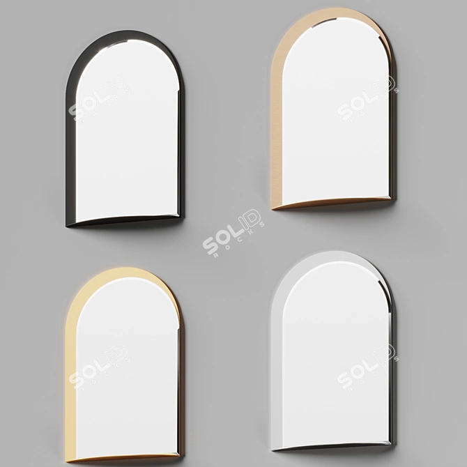 Elegant Arched Metal Mirror Shelf 3D model image 4