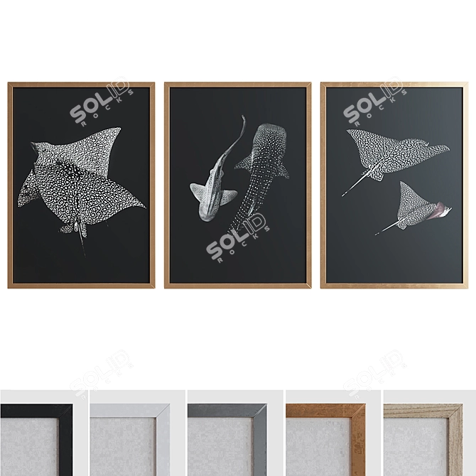 Modern Sea Creatures Picture Frame Set 3D model image 1