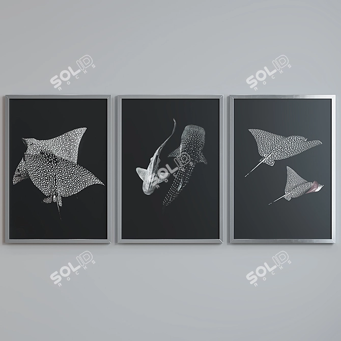 Modern Sea Creatures Picture Frame Set 3D model image 2