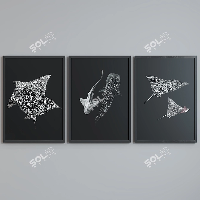 Modern Sea Creatures Picture Frame Set 3D model image 3