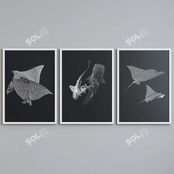 Modern Sea Creatures Picture Frame Set 3D model image 5