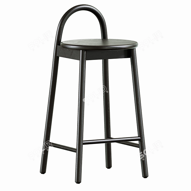 Elegant Circle Half-bar Stool 3D model image 1