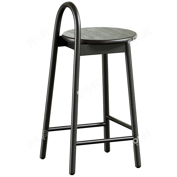 Elegant Circle Half-bar Stool 3D model image 2