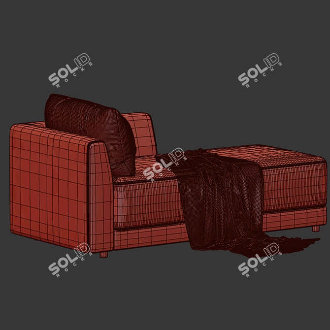 Sleek Modern Right Arm Chaise 3D model image 4