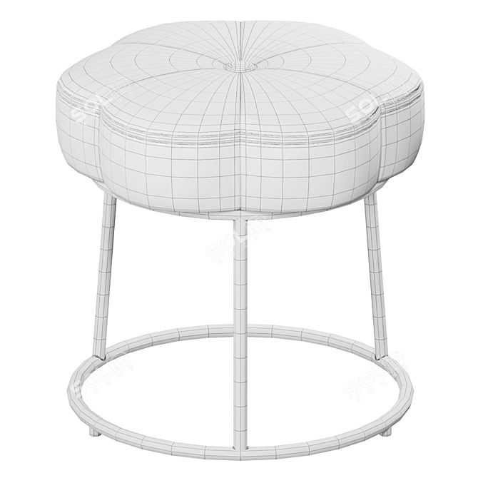 Velvet Flower Vanity Stool 3D model image 5