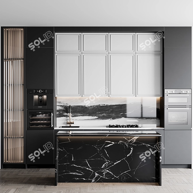 Adjustable Modern Kitchen Unit 3D model image 1