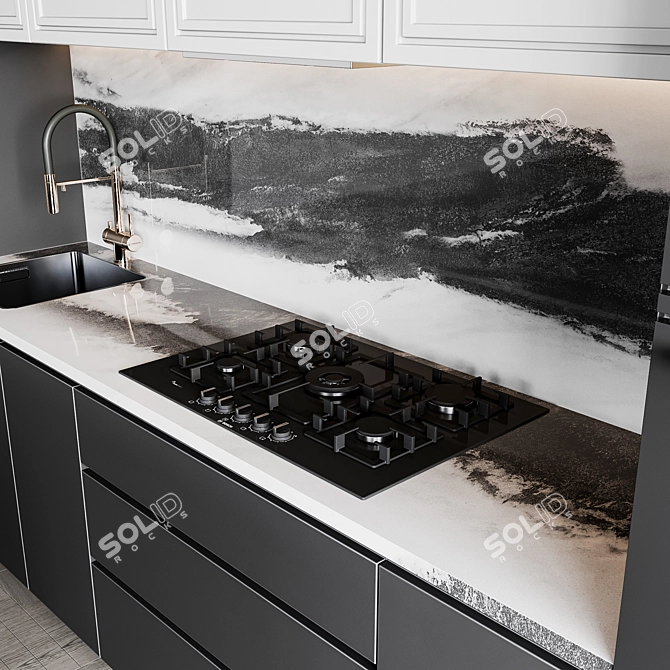 Adjustable Modern Kitchen Unit 3D model image 3