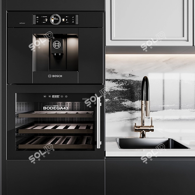 Adjustable Modern Kitchen Unit 3D model image 4