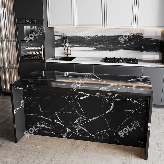 Adjustable Modern Kitchen Unit 3D model image 5