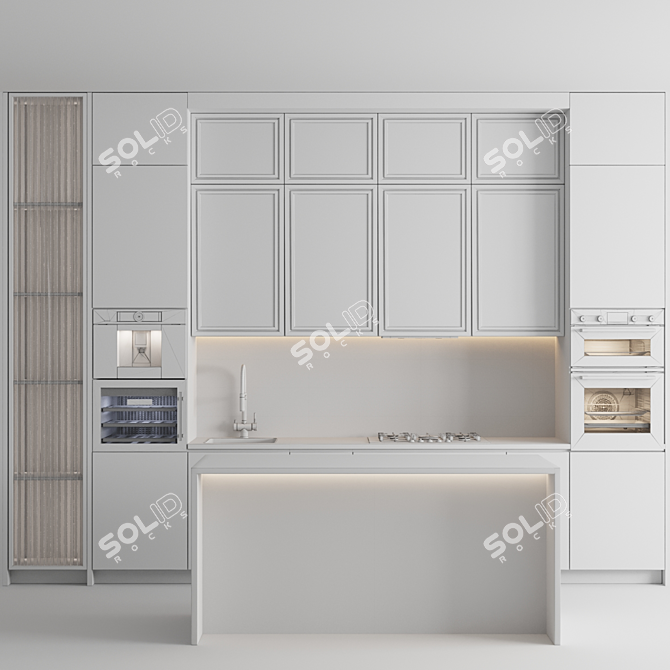 Adjustable Modern Kitchen Unit 3D model image 6
