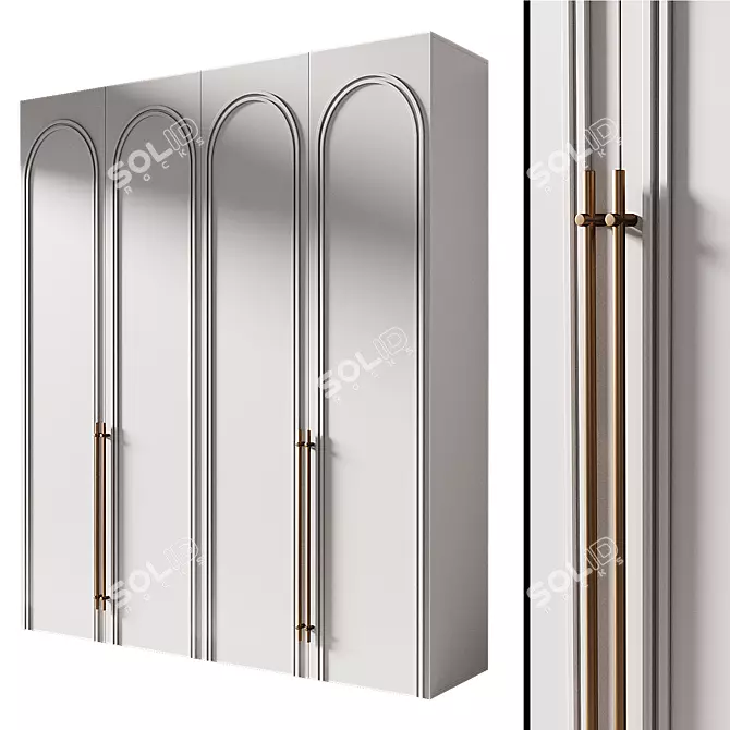 Modern Minimalist Wardrobe in Grey 3D model image 2