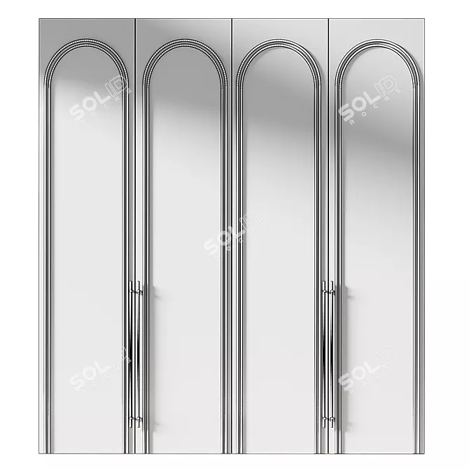 Modern Minimalist Wardrobe in Grey 3D model image 3