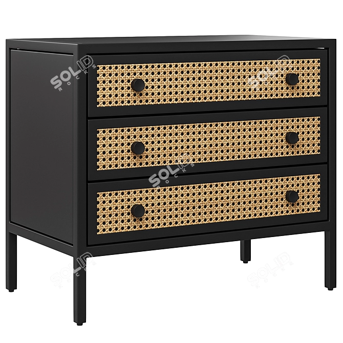 Natalia Nightstand: Natural Circle Cane 3D model image 1