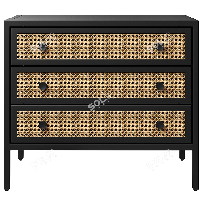 Natalia Nightstand: Natural Circle Cane 3D model image 2