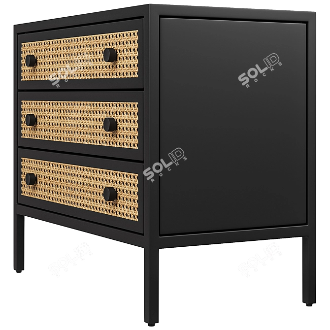 Natalia Nightstand: Natural Circle Cane 3D model image 3